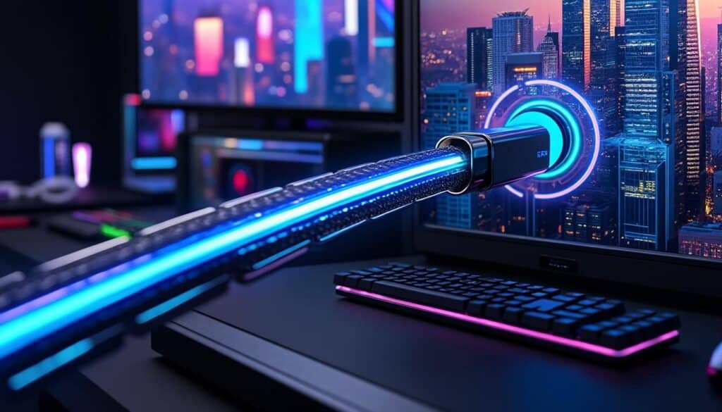 découvrez comment le câble displayport permet la transmission fluide de flux vidéo 8k sur ordinateur pour une expérience visuelle ultra haute définition.