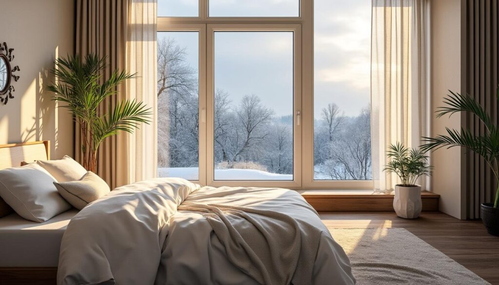 le double vitrage élimine les parois froides dans la chambre, assurant un confort thermique optimal et une meilleure isolation pour votre maison.