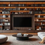 découvrez comment une bibliothèque murale met en valeur vos livres tout en embellissant le salon de votre maison grâce à un agencement élégant et fonctionnel.