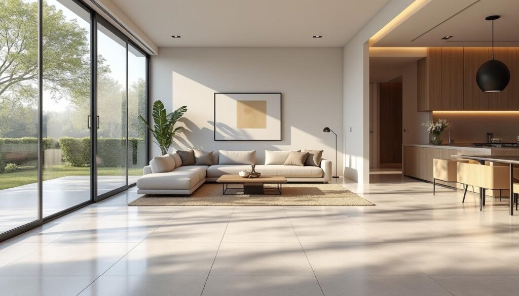 découvrez comment le carrelage grand format peut agrandir visuellement votre salon, apportant élégance et modernité à votre maison.