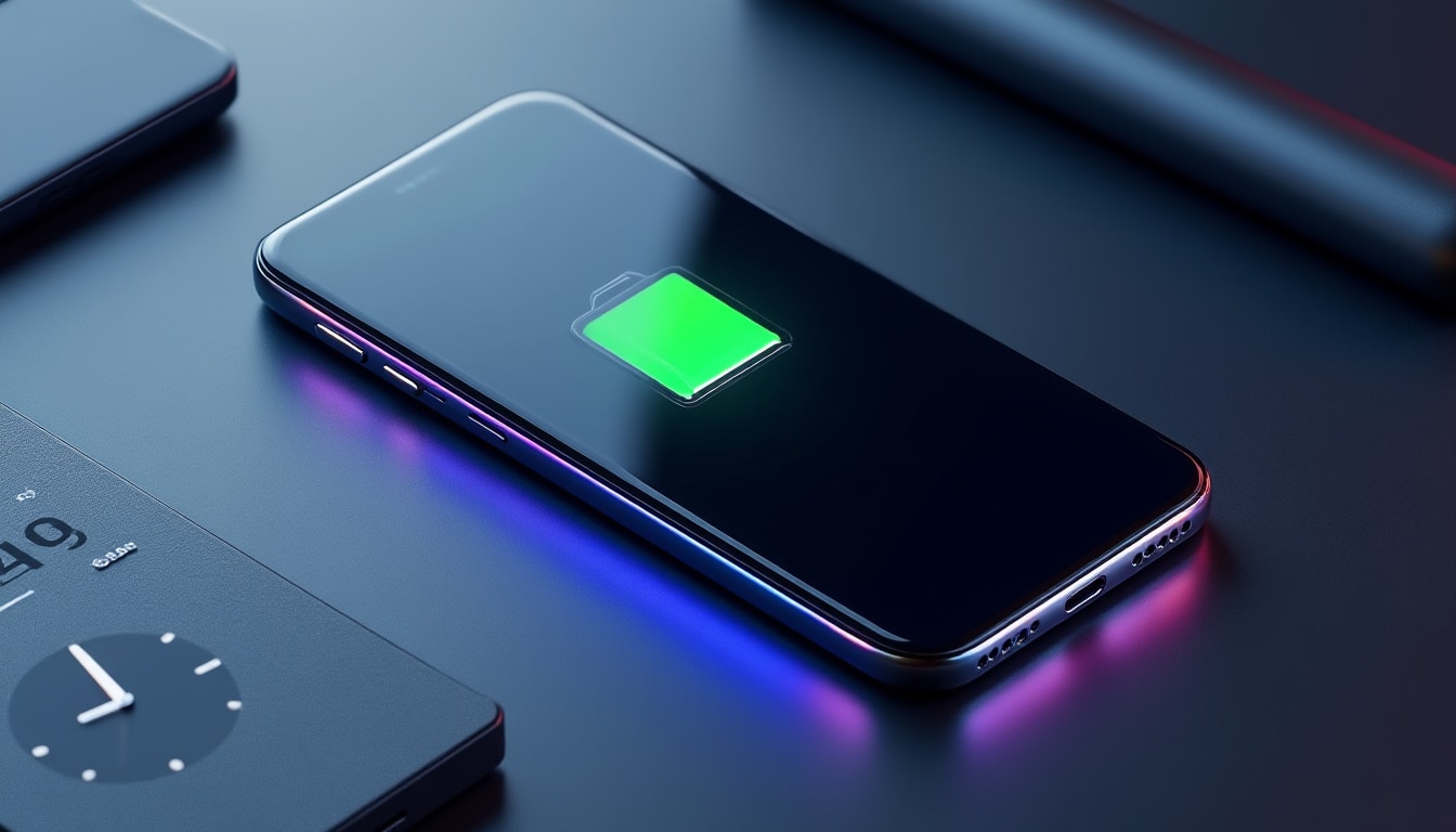 découvrez la batterie haute densité qui garantit jusqu'à deux jours d'autonomie pour votre téléphone, vous offrant une utilisation prolongée sans recharge fréquente.