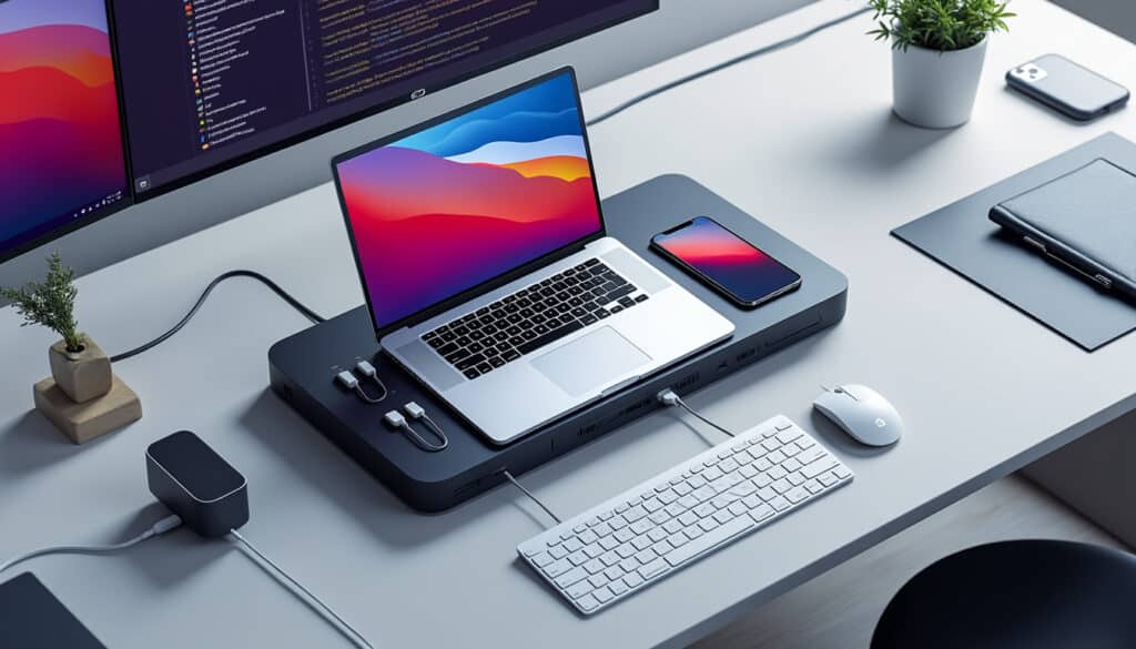 découvrez comment la station d’accueil unifie et optimise votre espace de travail en connectant facilement tous vos périphériques à votre ordinateur portable.