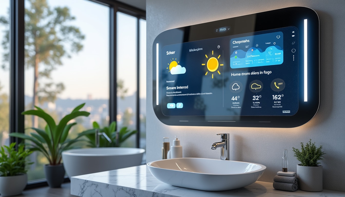 découvrez le miroir connecté qui affiche les actualités directement dans votre salle de bain, pour commencer la journée informé et connecté chez vous.