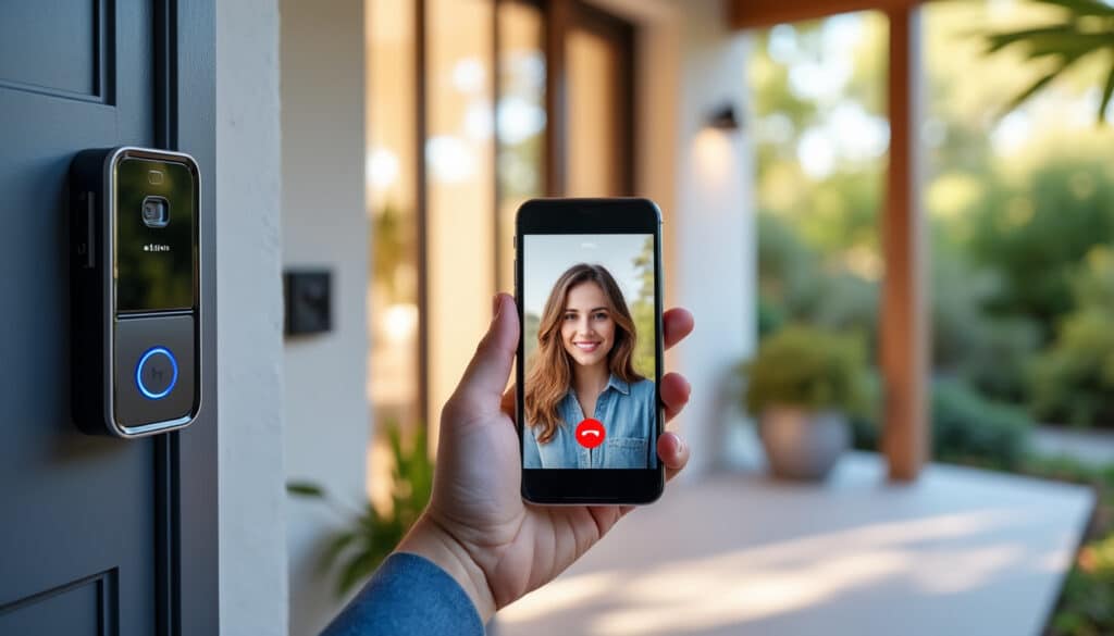 le portier vidéo permet d'identifier facilement les visiteurs de votre maison directement sur votre mobile, garantissant ainsi sécurité et confort au quotidien.